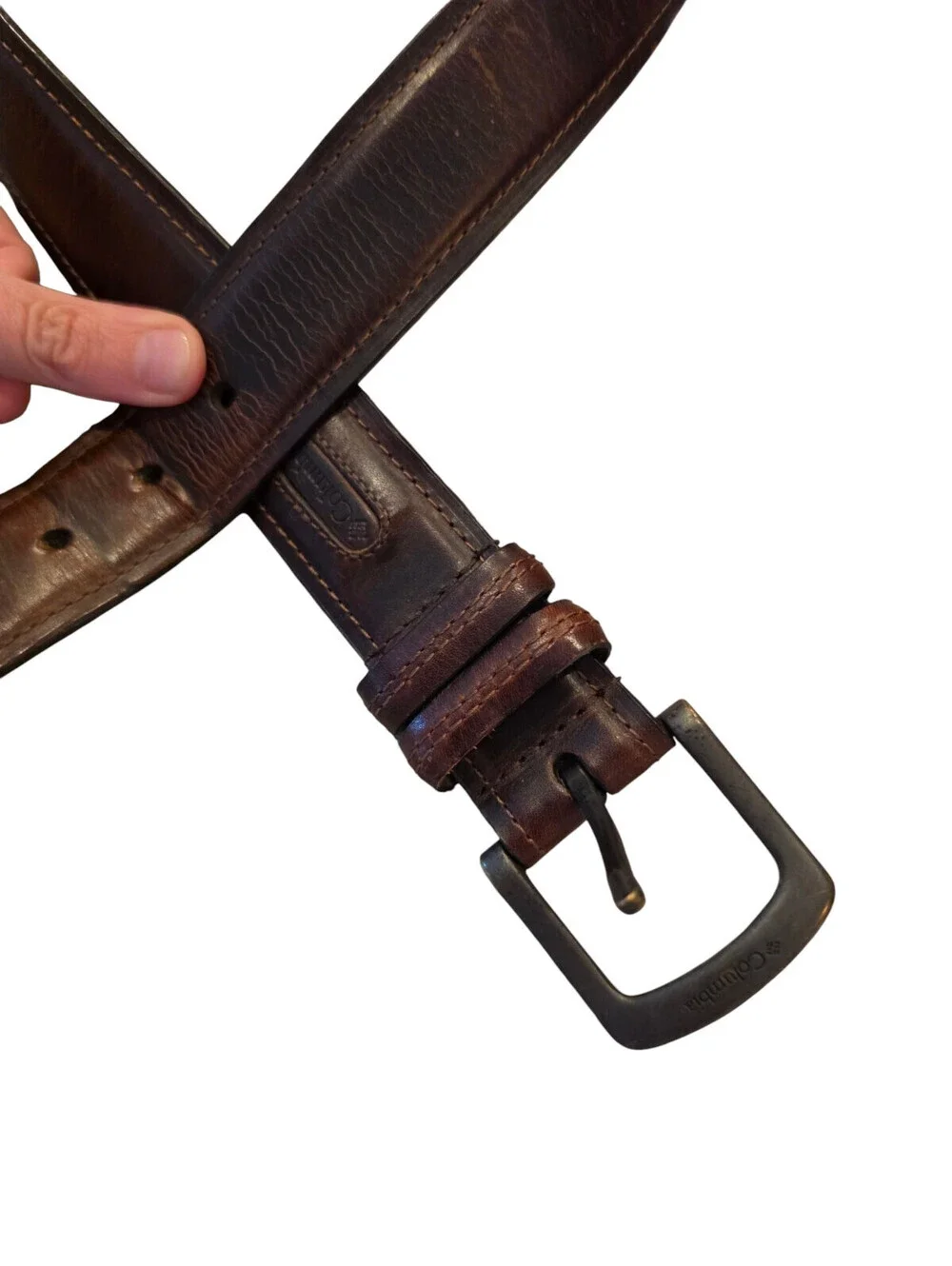 Columbia Sportswear Mens Sz 36 Thick Stitch Brown Leather Belt